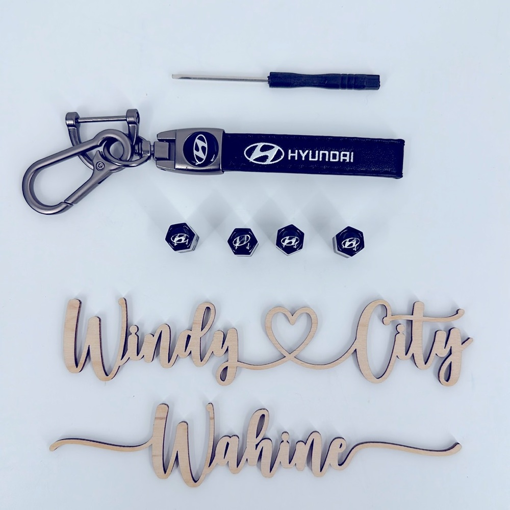 NWT Hyundai Keychain & Tire Cap Bundle